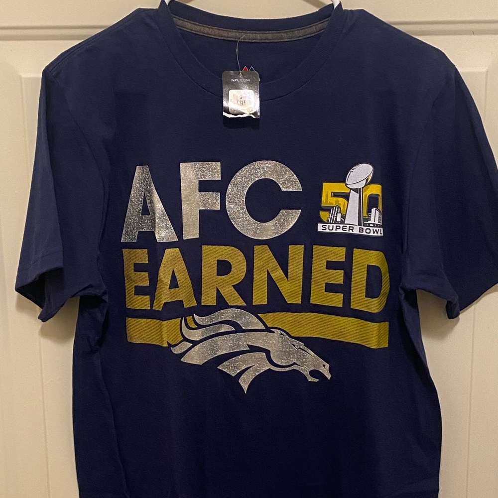 Denver Broncos Majestic Shirt Men Med Short Sleeve Super Bowl 50AFC NFL Football